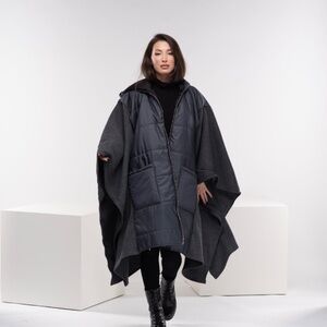 Maxi Puffer Jacket, Cyberpunk Asymmetrical Jacket, Plus Size Winter Poncho, Quil